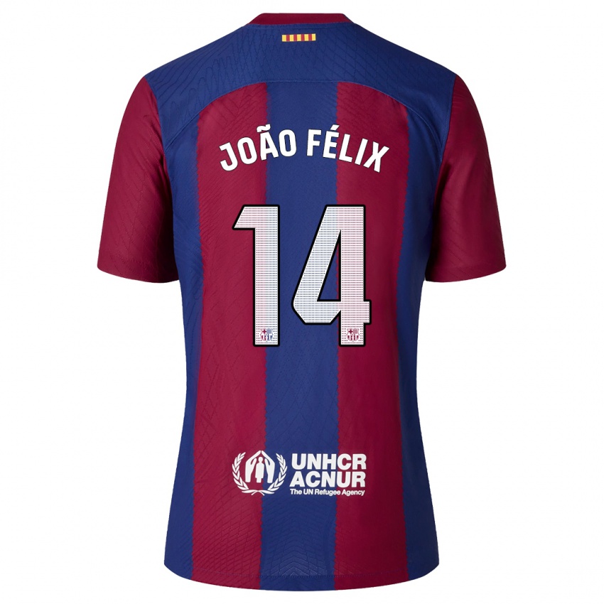 Dames Joao Felix #14 Rood Blauw Thuisshirt Thuistenue 2023/24 T-Shirt