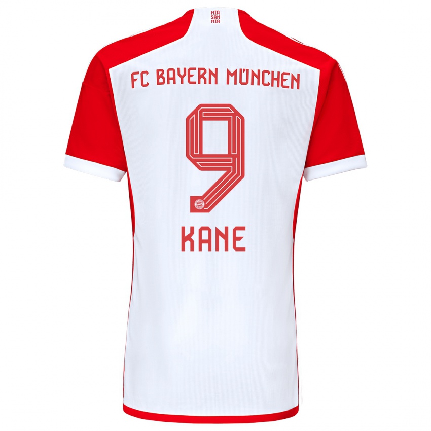 Dames Harry Kane #9 Rood Wit Thuisshirt Thuistenue 2023/24 T-Shirt