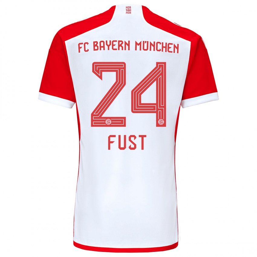 Dames Leon Fust #24 Rood Wit Thuisshirt Thuistenue 2023/24 T-Shirt