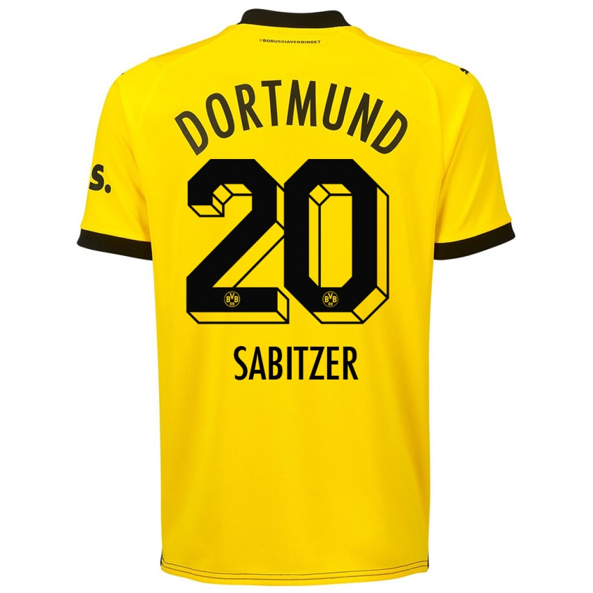 Dames Marcel Sabitzer #20 Geel Thuisshirt Thuistenue 2023/24 T-Shirt