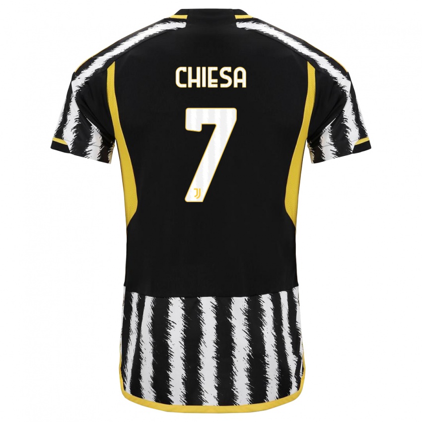 Dames Federico Chiesa #7 Zwart Wit Thuisshirt Thuistenue 2023/24 T-Shirt