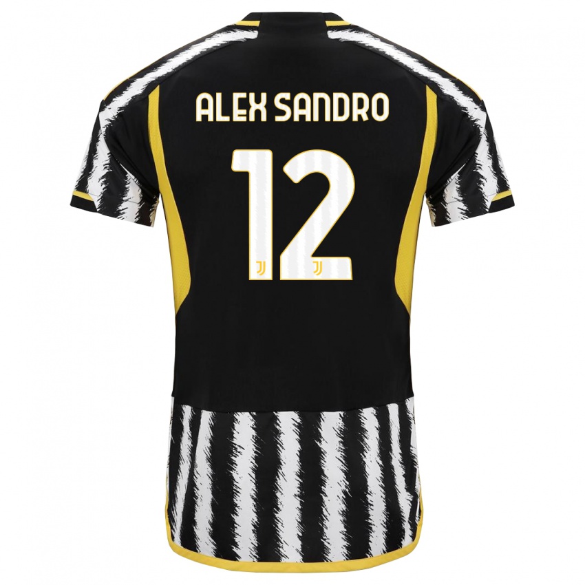 Dames Alex Sandro #12 Zwart Wit Thuisshirt Thuistenue 2023/24 T-Shirt