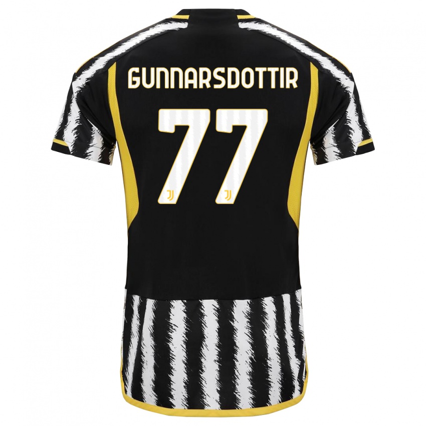 Dames Sara Bjork Gunnarsdottir #77 Zwart Wit Thuisshirt Thuistenue 2023/24 T-Shirt