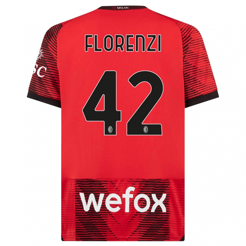 Dames Alessandro Florenzi #42 Rood Zwart Thuisshirt Thuistenue 2023/24 T-Shirt