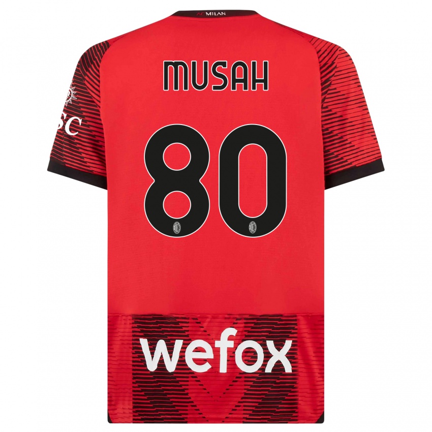 Dames Yunus Musah #80 Rood Zwart Thuisshirt Thuistenue 2023/24 T-Shirt