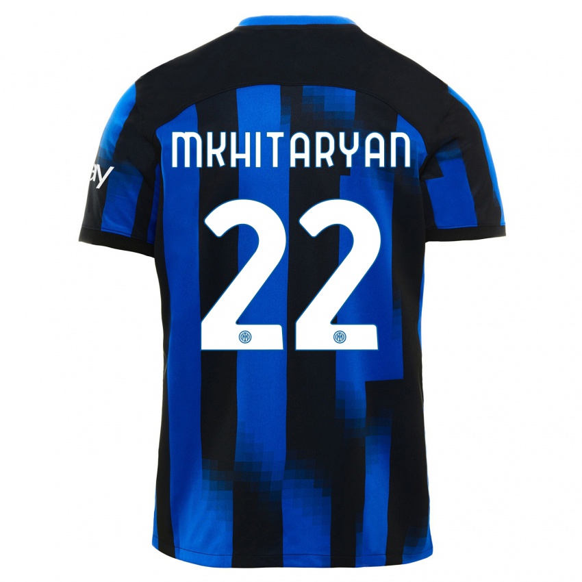 Dames Henrikh Mkhitaryan #22 Zwart Blauw Thuisshirt Thuistenue 2023/24 T-Shirt