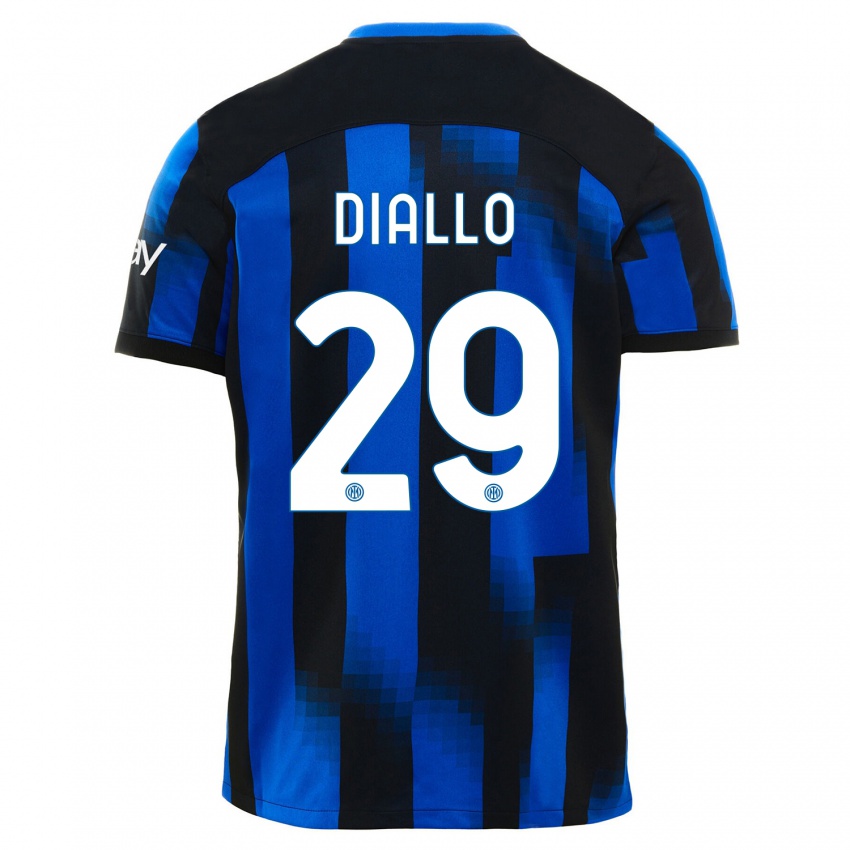 Dames Oumar Diallo #29 Zwart Blauw Thuisshirt Thuistenue 2023/24 T-Shirt