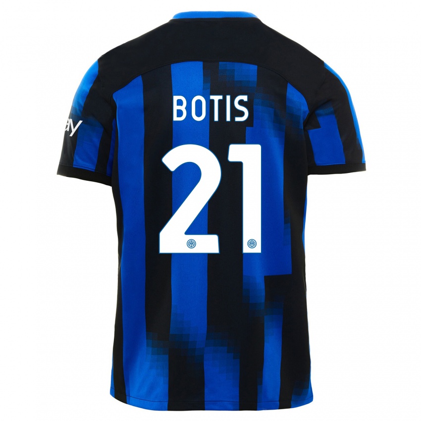 Dames Nikolaos Botis #21 Zwart Blauw Thuisshirt Thuistenue 2023/24 T-Shirt