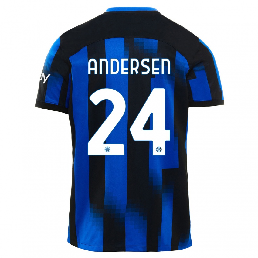 Dames Silas Andersen #24 Zwart Blauw Thuisshirt Thuistenue 2023/24 T-Shirt