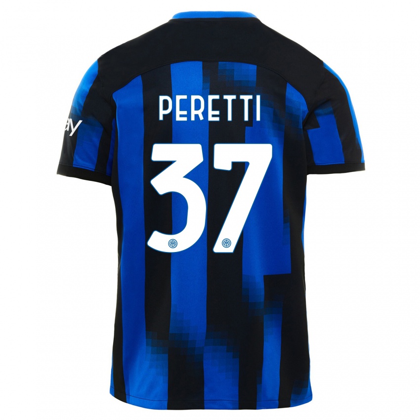 Dames Lorenzo Peretti #37 Zwart Blauw Thuisshirt Thuistenue 2023/24 T-Shirt