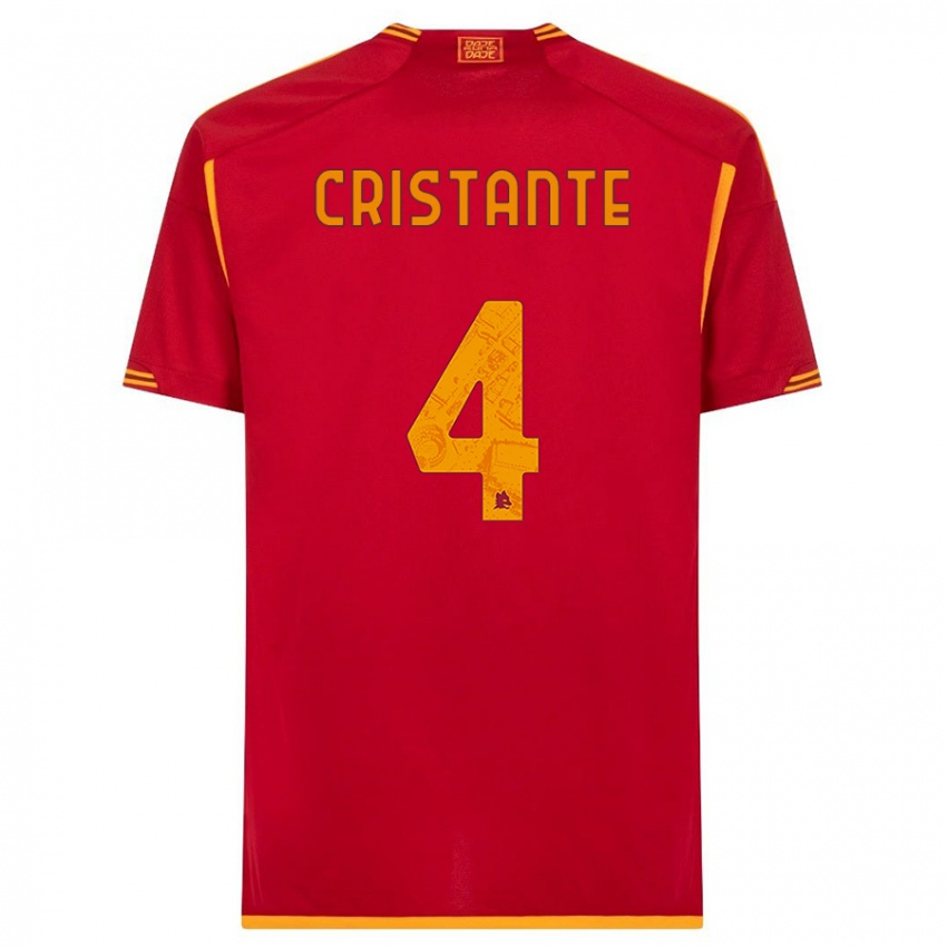 Dames Bryan Cristante #4 Rood Thuisshirt Thuistenue 2023/24 T-Shirt