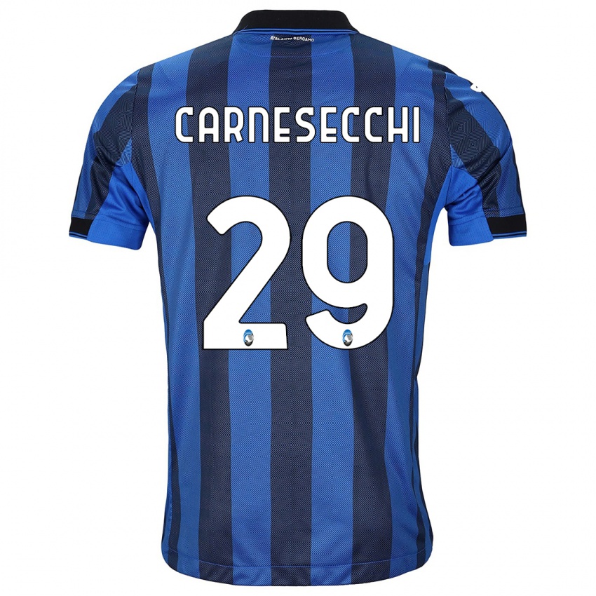 Dames Marco Carnesecchi #29 Zwart Blauw Thuisshirt Thuistenue 2023/24 T-Shirt