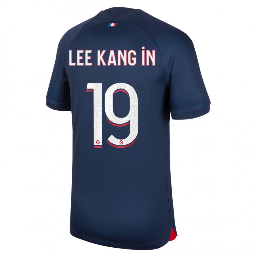 Dames Kang-In Lee #19 Blauw Rood Thuisshirt Thuistenue 2023/24 T-Shirt