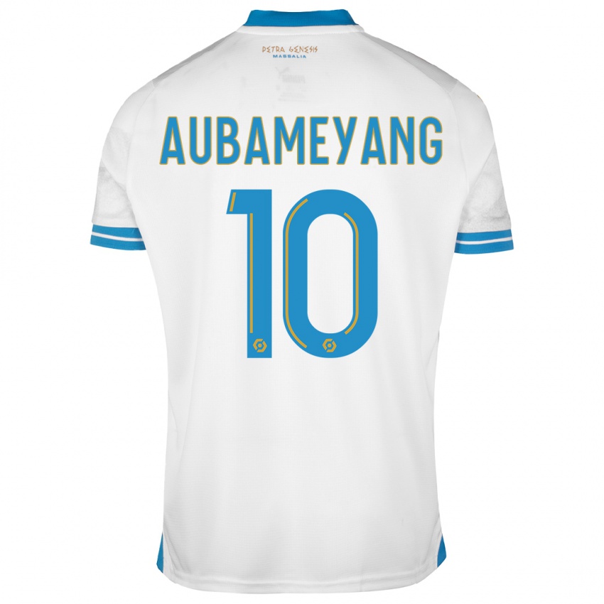 Dames Pierre-Emerick Aubameyang #10 Wit Thuisshirt Thuistenue 2023/24 T-Shirt