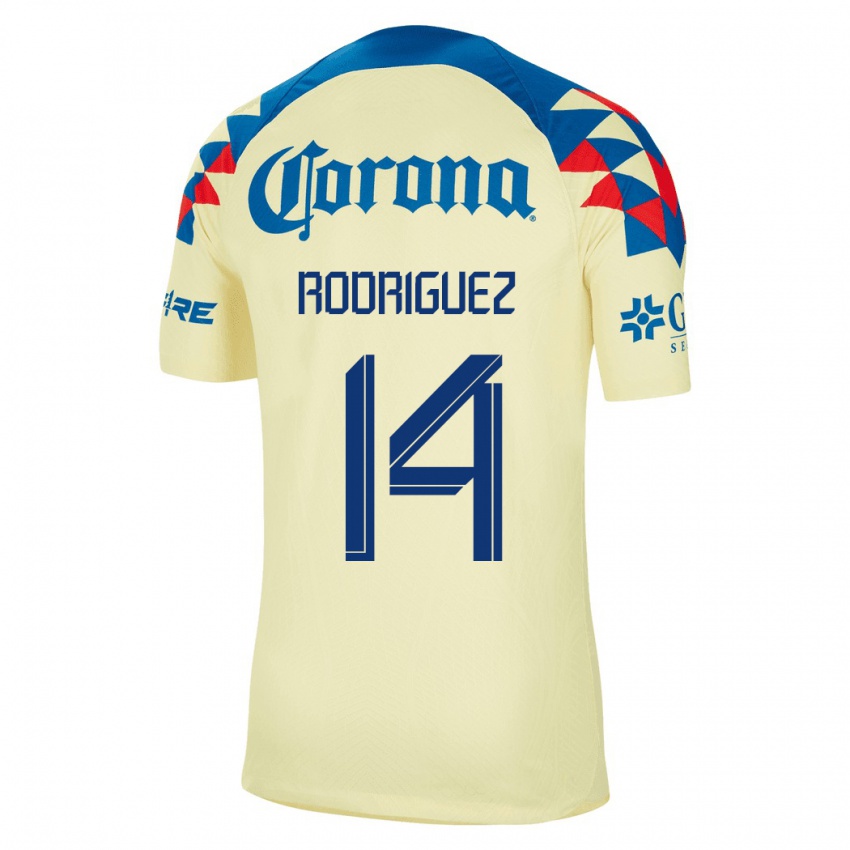 Dames Monica Rodriguez #14 Geel Thuisshirt Thuistenue 2023/24 T-Shirt