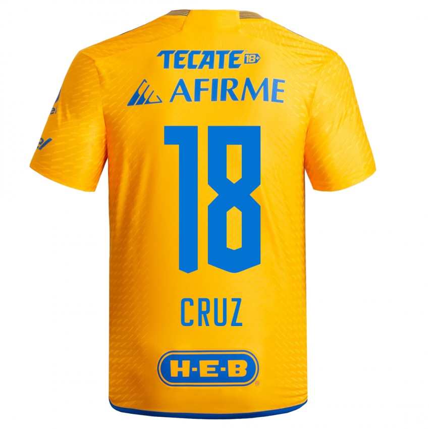 Dames Belen Cruz #18 Geel Thuisshirt Thuistenue 2023/24 T-Shirt