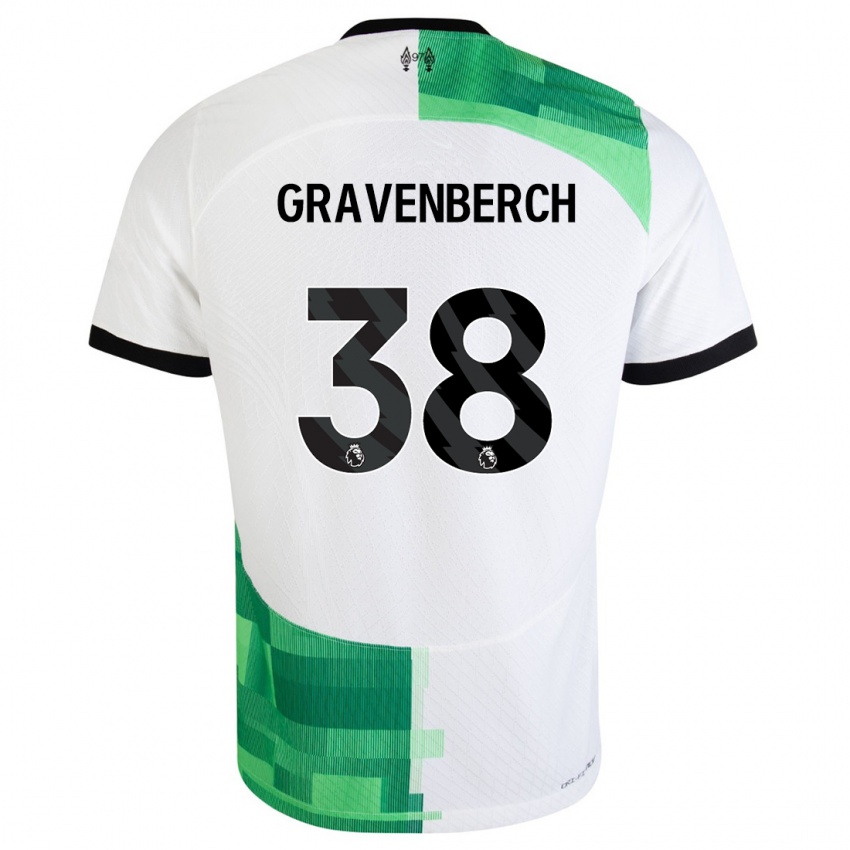 Dames Ryan Gravenberch #38 Wit Groen Uitshirt Uittenue 2023/24 T-Shirt