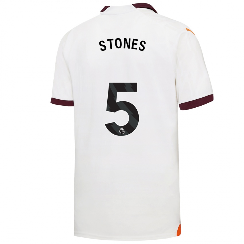 Dames John Stones #5 Wit Uitshirt Uittenue 2023/24 T-Shirt