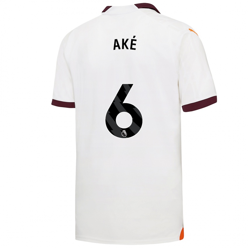 Dames Nathan Ake #6 Wit Uitshirt Uittenue 2023/24 T-Shirt