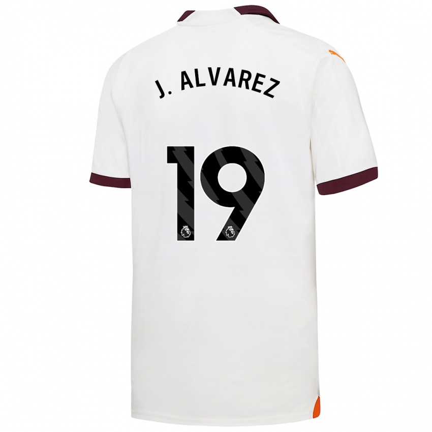 Dames Julian Alvarez #19 Wit Uitshirt Uittenue 2023/24 T-Shirt