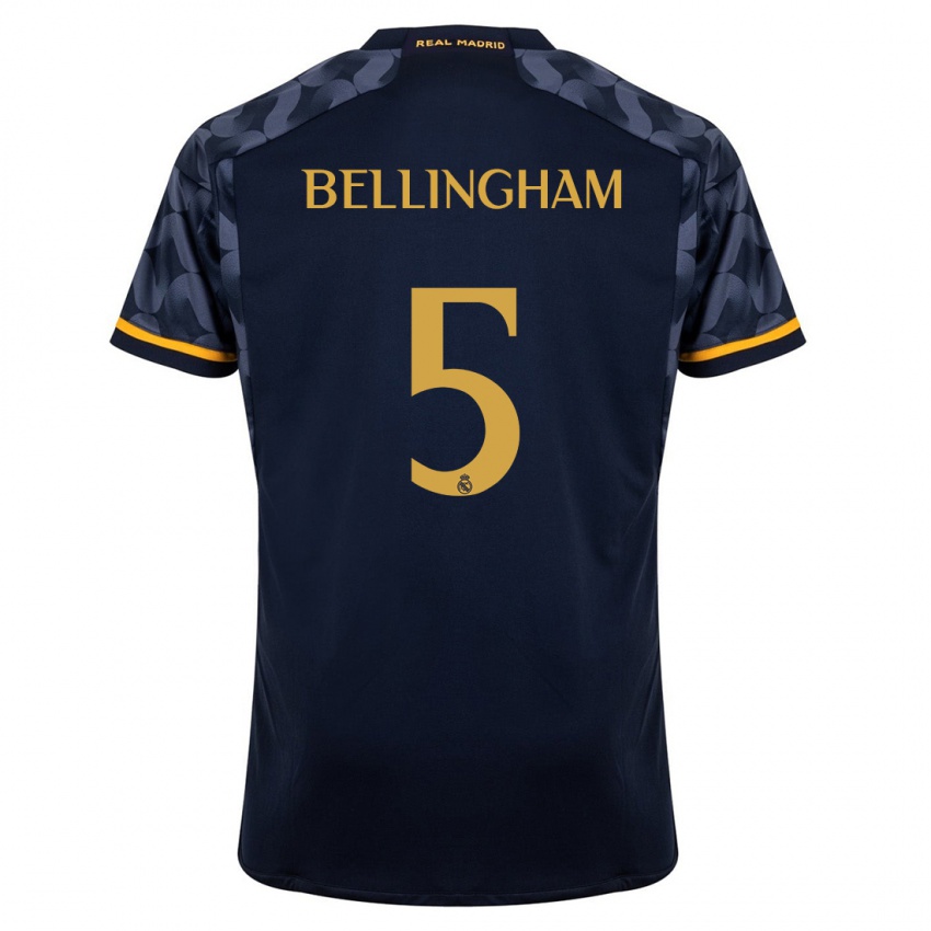 Dames Jude Bellingham #5 Donkerblauw Uitshirt Uittenue 2023/24 T-Shirt