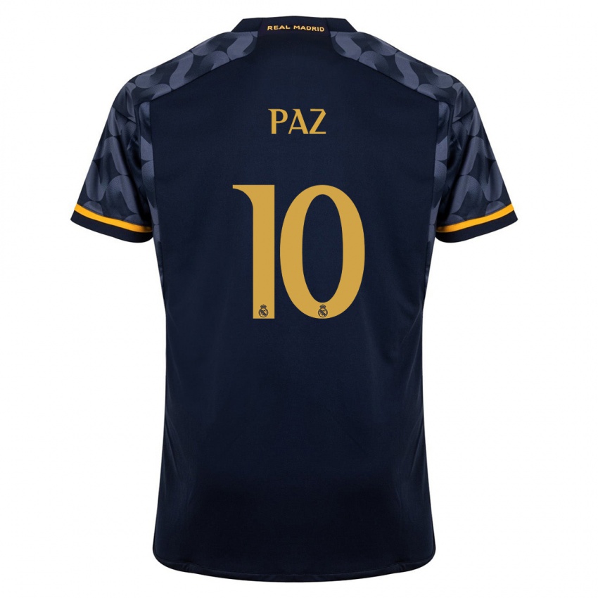 Dames Nico Paz #10 Donkerblauw Uitshirt Uittenue 2023/24 T-Shirt