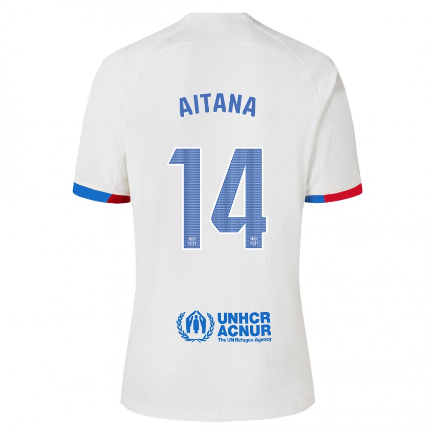 Dames Aitana Bonmati #14 Wit Uitshirt Uittenue 2023/24 T-Shirt