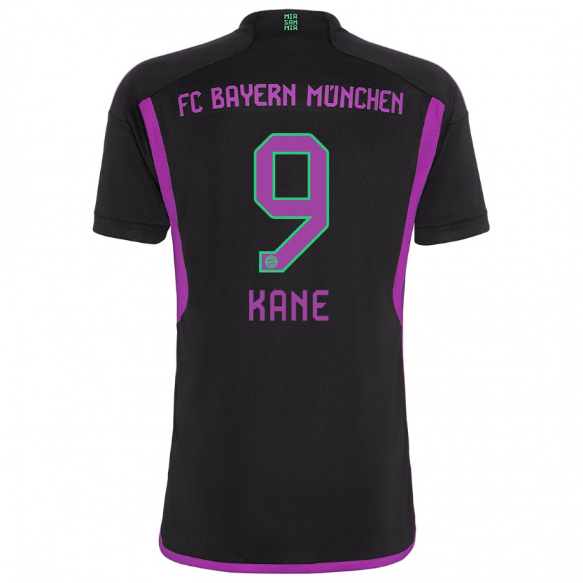 Dames Harry Kane #9 Zwart Uitshirt Uittenue 2023/24 T-Shirt