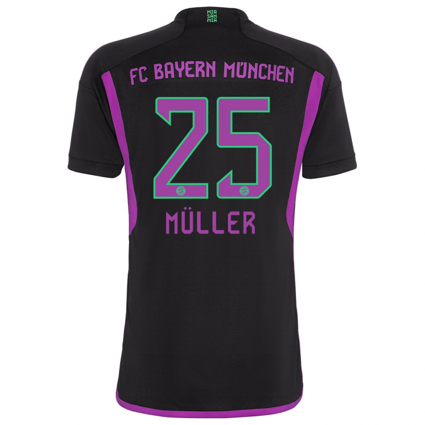 Dames Thomas Muller #25 Zwart Uitshirt Uittenue 2023/24 T-Shirt