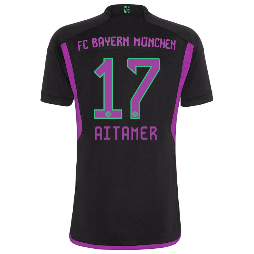 Dames Younes Aitamer #17 Zwart Uitshirt Uittenue 2023/24 T-Shirt