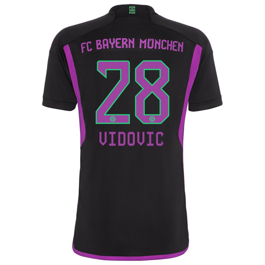 Dames Gabriel Vidovic #28 Zwart Uitshirt Uittenue 2023/24 T-Shirt