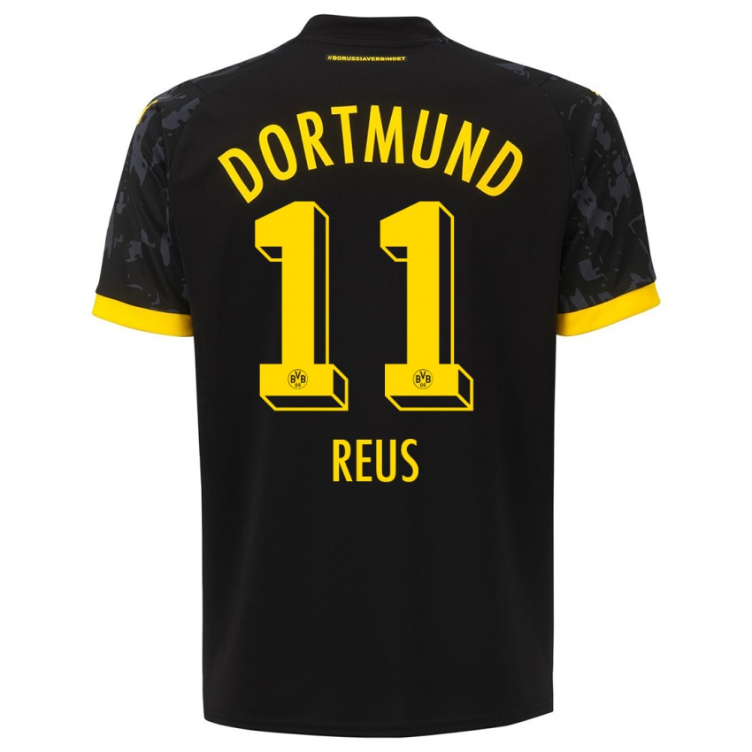 Dames Marco Reus #11 Zwart Uitshirt Uittenue 2023/24 T-Shirt