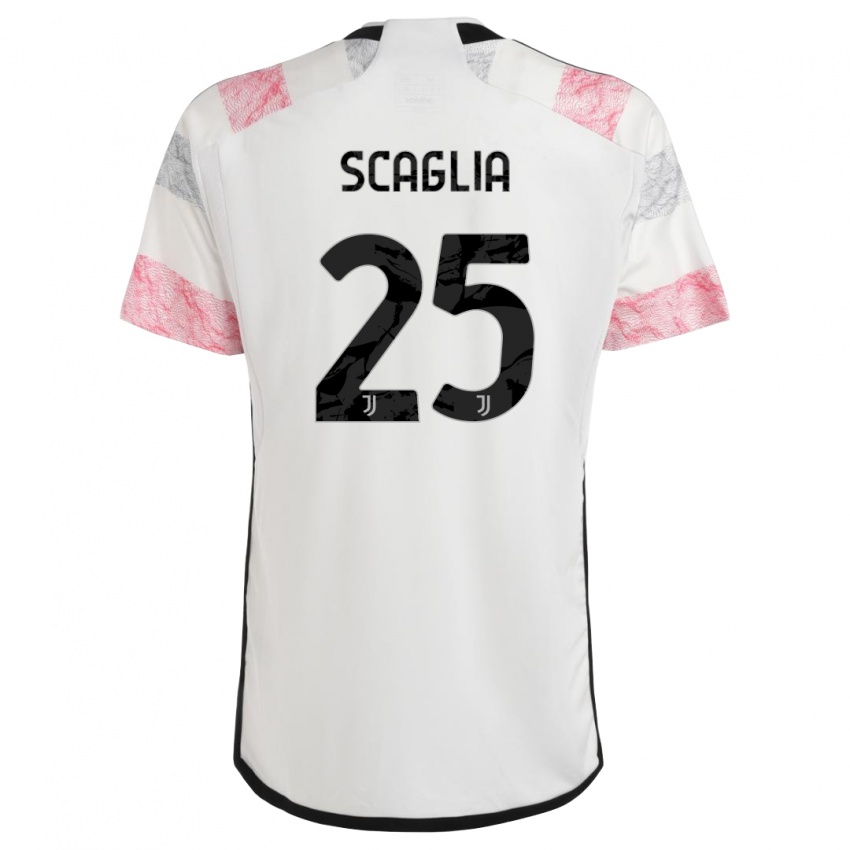 Dames Simone Scaglia #25 Wit Roze Uitshirt Uittenue 2023/24 T-Shirt