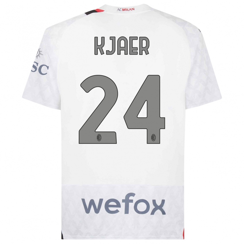 Dames Simon Kjaer #24 Wit Uitshirt Uittenue 2023/24 T-Shirt