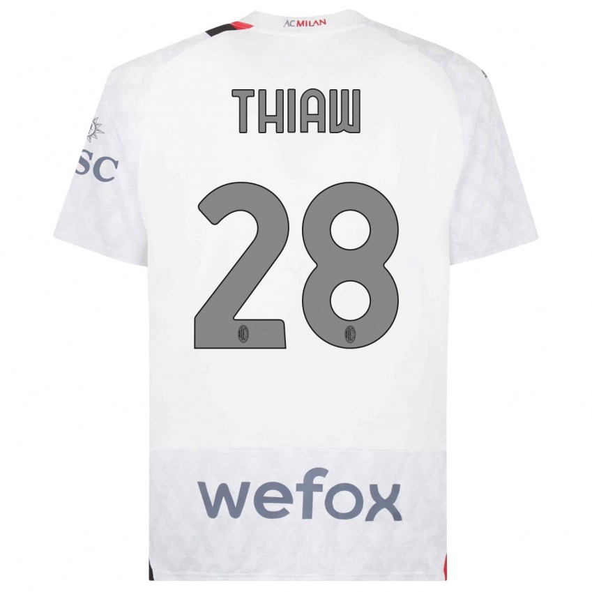 Dames Malick Thiaw #28 Wit Uitshirt Uittenue 2023/24 T-Shirt