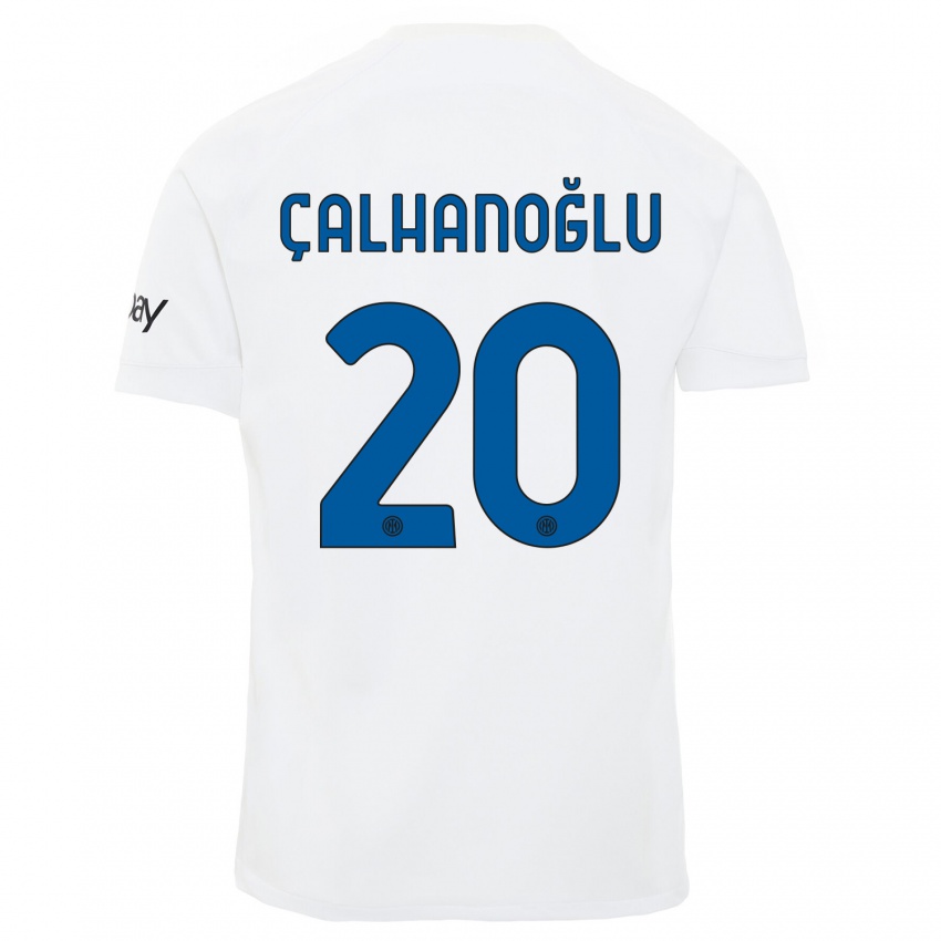 Dames Hakan Calhanoglu #20 Wit Uitshirt Uittenue 2023/24 T-Shirt