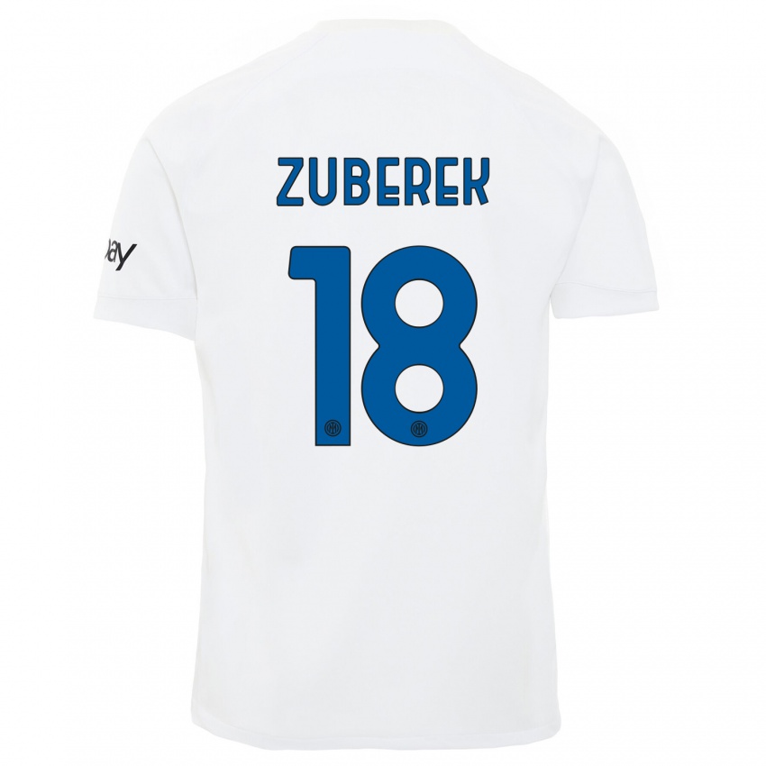 Dames Jan Zuberek #18 Wit Uitshirt Uittenue 2023/24 T-Shirt