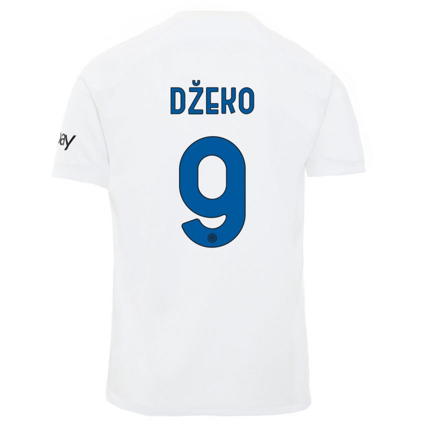 Dames Edin Dzeko #9 Wit Uitshirt Uittenue 2023/24 T-Shirt