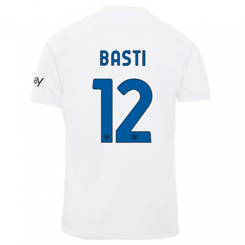 Dames Matteo Basti #12 Wit Uitshirt Uittenue 2023/24 T-Shirt