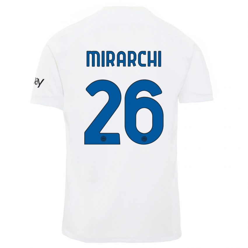 Dames Mattia Mirarchi #26 Wit Uitshirt Uittenue 2023/24 T-Shirt