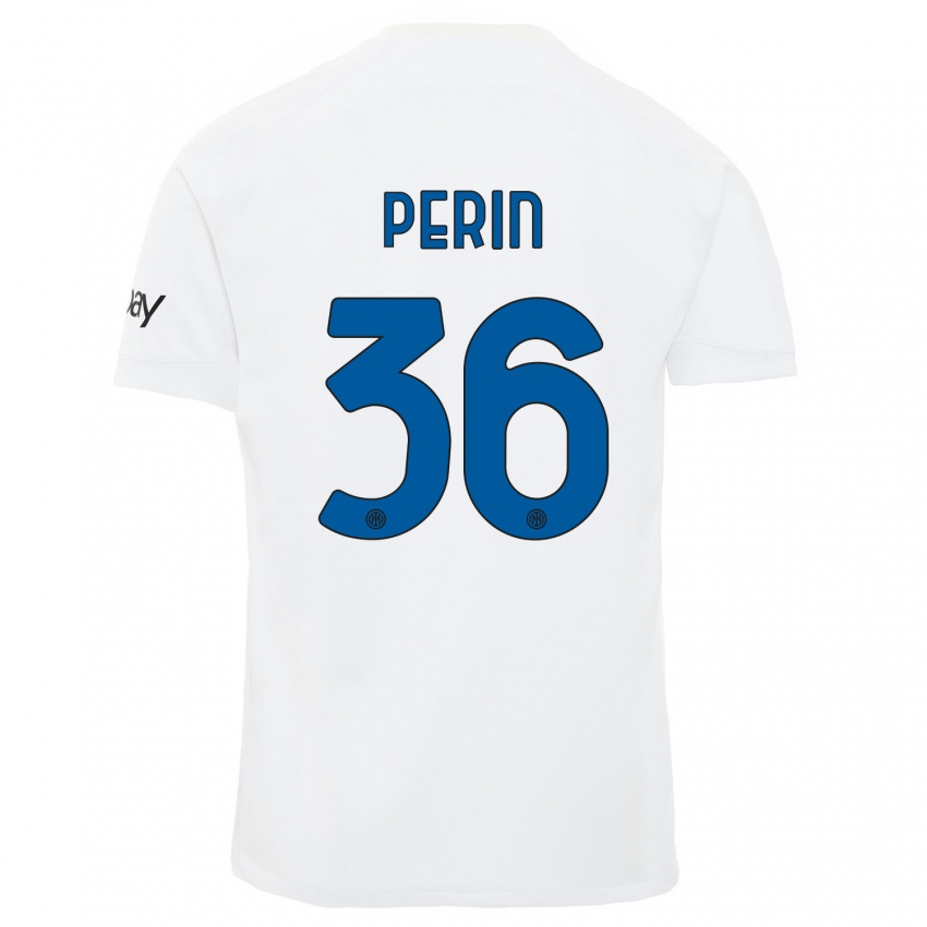 Dames Nicolo Perin #36 Wit Uitshirt Uittenue 2023/24 T-Shirt