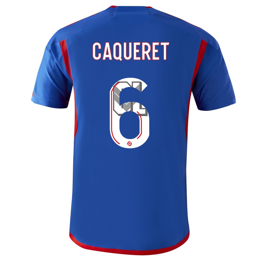 Dames Maxence Caqueret #6 Blauw Rood Uitshirt Uittenue 2023/24 T-Shirt