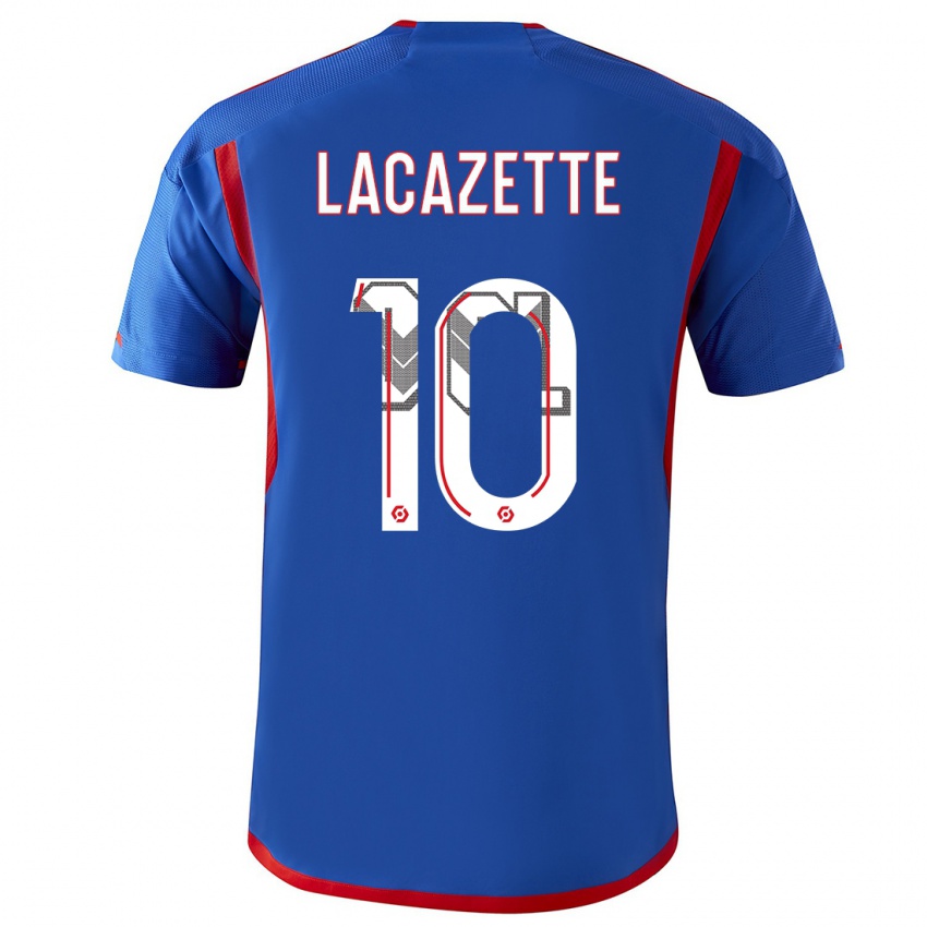 Dames Alexandre Lacazette #10 Blauw Rood Uitshirt Uittenue 2023/24 T-Shirt