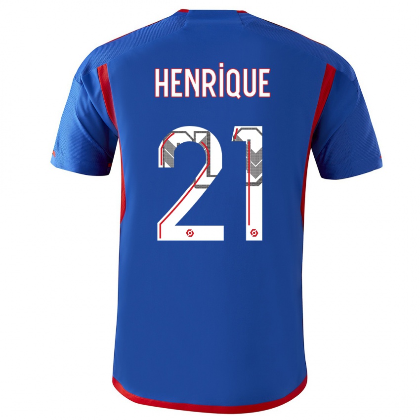 Dames Henrique #21 Blauw Rood Uitshirt Uittenue 2023/24 T-Shirt