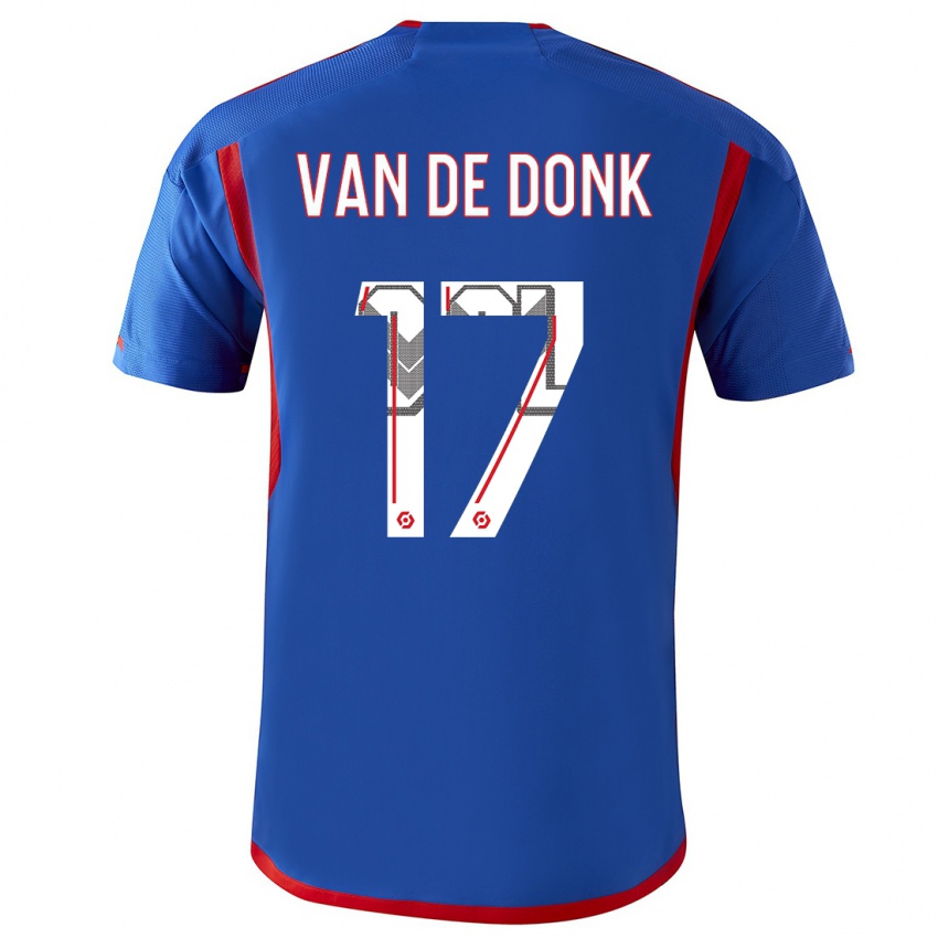 Dames Danielle Van De Donk #17 Blauw Rood Uitshirt Uittenue 2023/24 T-Shirt