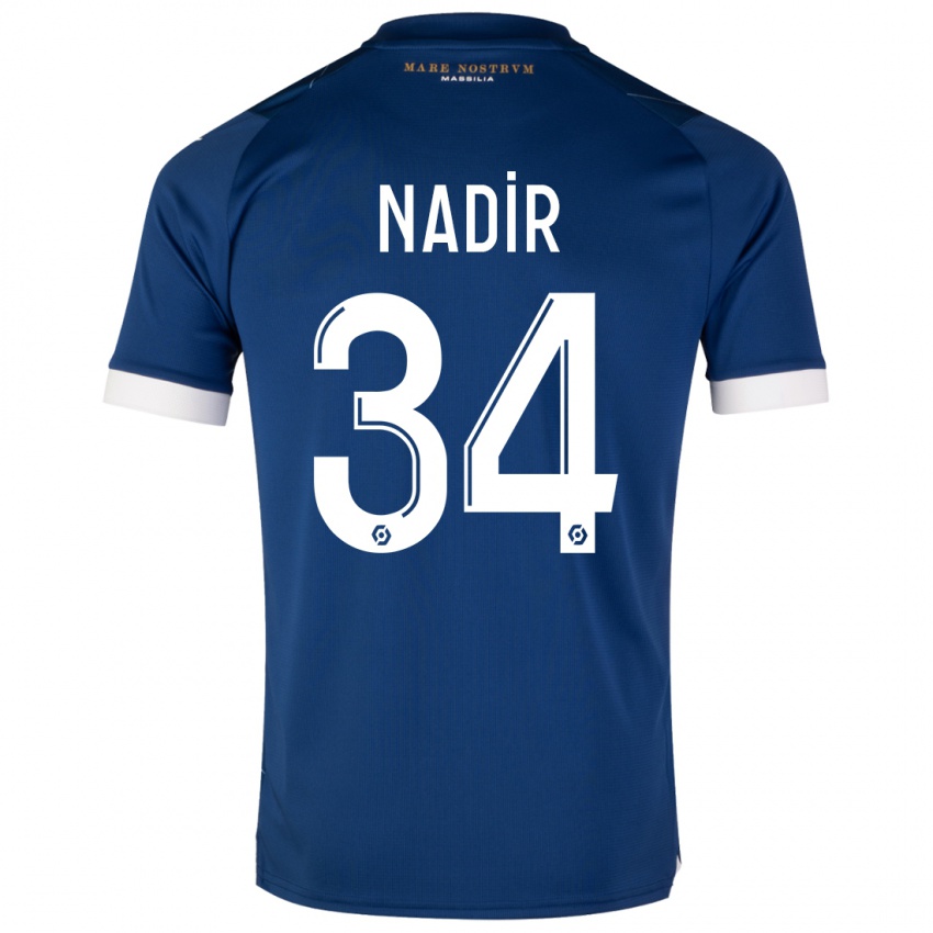 Dames Bilal Nadir #34 Donkerblauw Uitshirt Uittenue 2023/24 T-Shirt