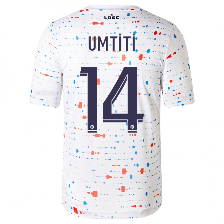 Dames Samuel Umtiti #14 Wit Uitshirt Uittenue 2023/24 T-Shirt