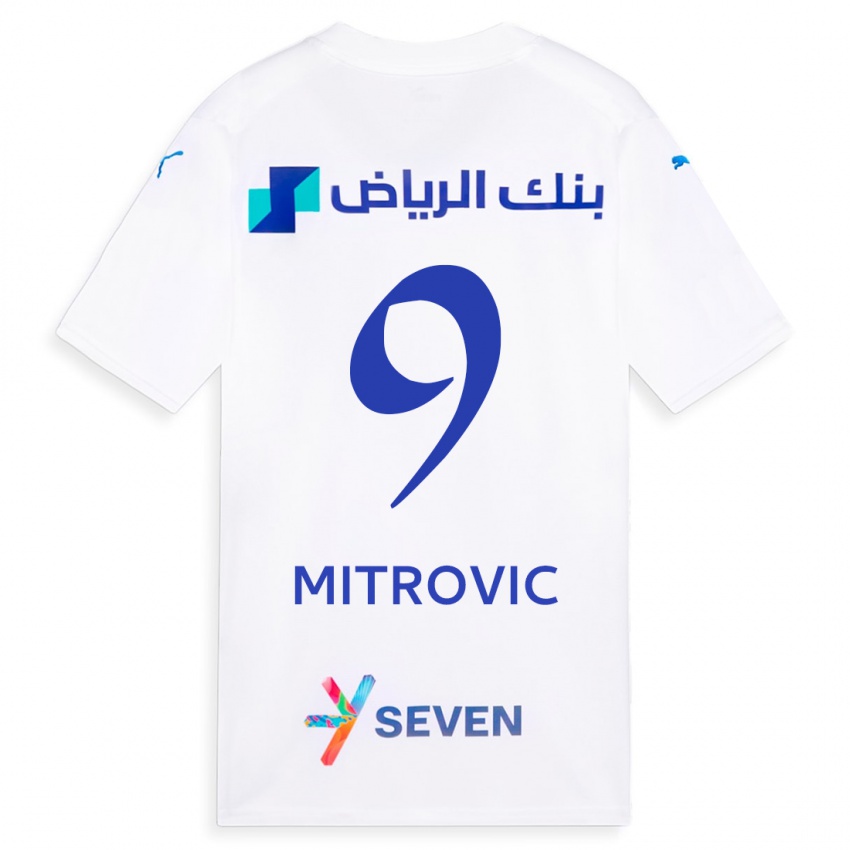 Dames Aleksandar Mitrovic #9 Wit Uitshirt Uittenue 2023/24 T-Shirt