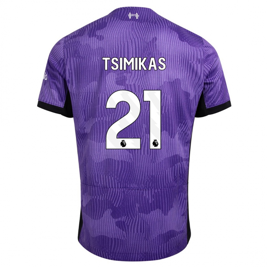 Dames Konstantinos Tsimikas #21 Paars Thuisshirt Derde Tenue 2023/24 T-Shirt