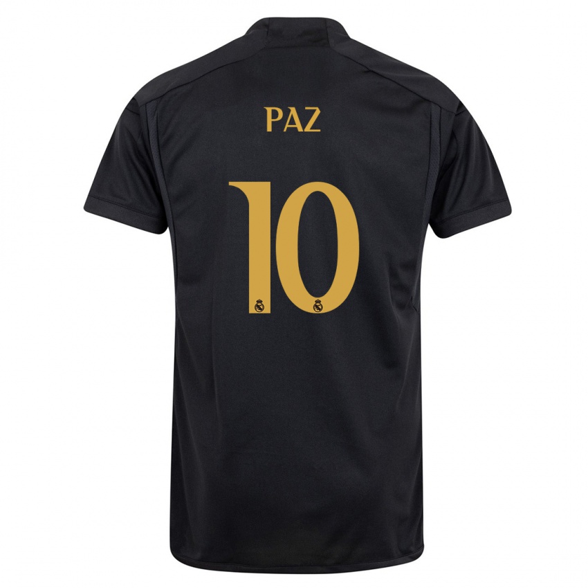 Dames Nico Paz #10 Zwart Thuisshirt Derde Tenue 2023/24 T-Shirt